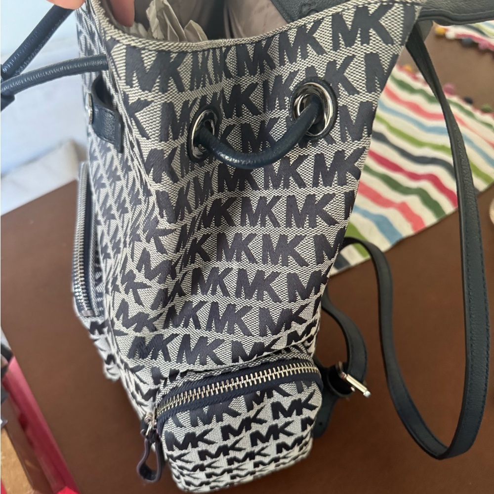 Michael Kors Navy and Gray Logo Backpack - Picture 3 of 6